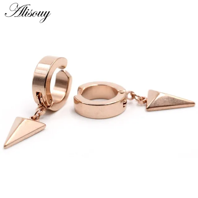 2pcs Stainless Steel Triangle Huggie Hoop Earrings