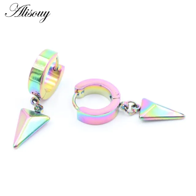 2pcs Stainless Steel Triangle Huggie Hoop Earrings