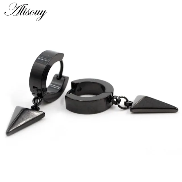 2pcs Stainless Steel Triangle Huggie Hoop Earrings