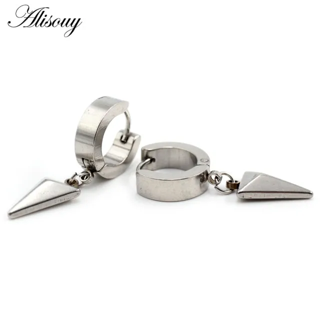 2pcs Stainless Steel Triangle Huggie Hoop Earrings