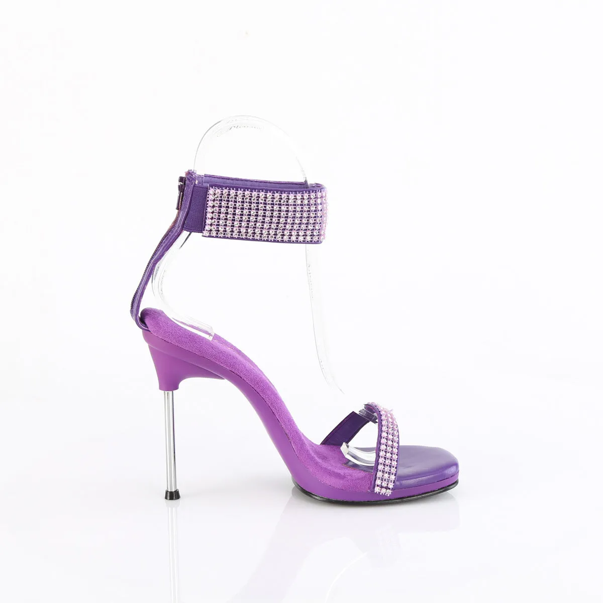 4 Inch Heel CHIC-40 Purple Rhinestone