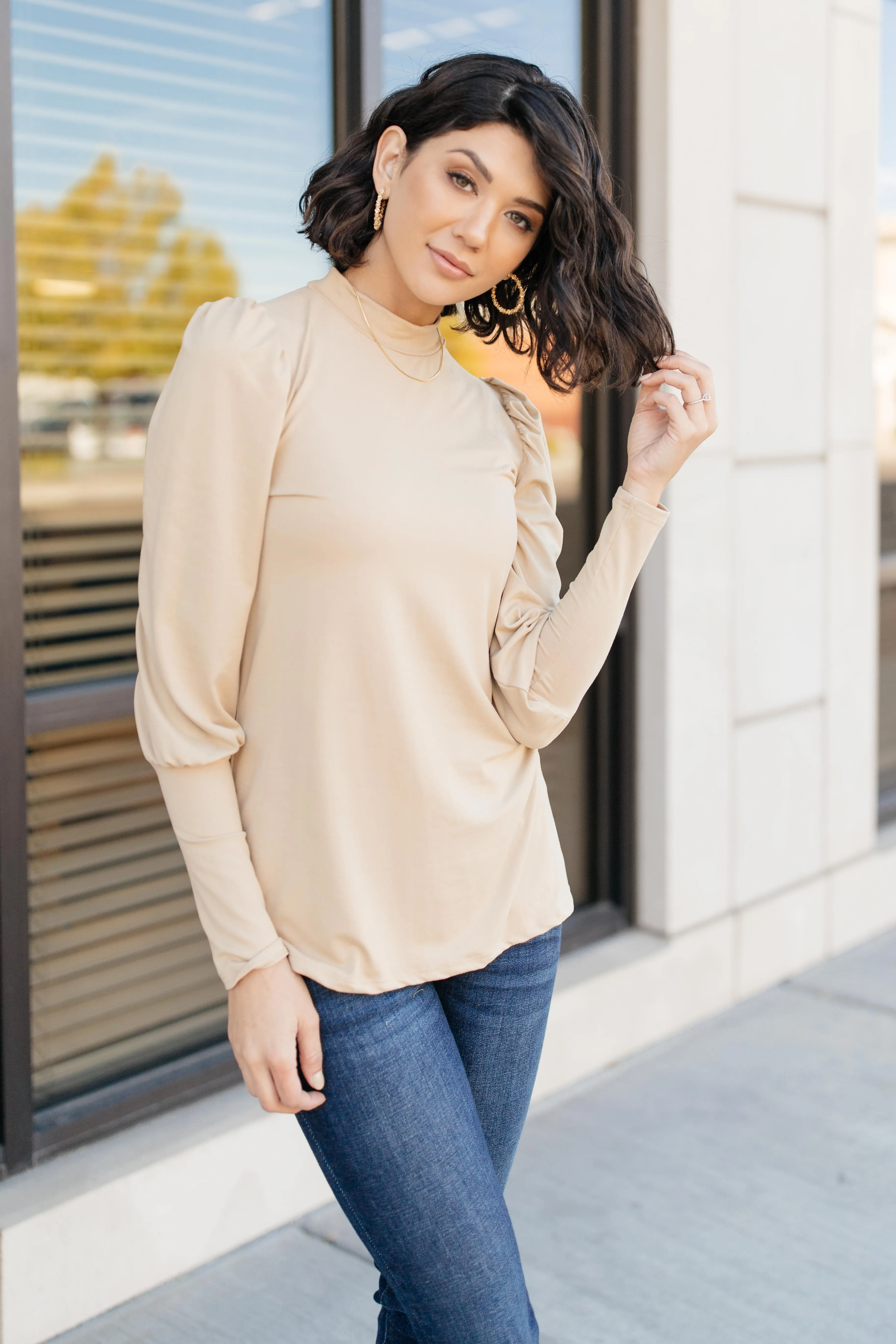 A Little Puff In Your Sleeve in Taupe - On Hand