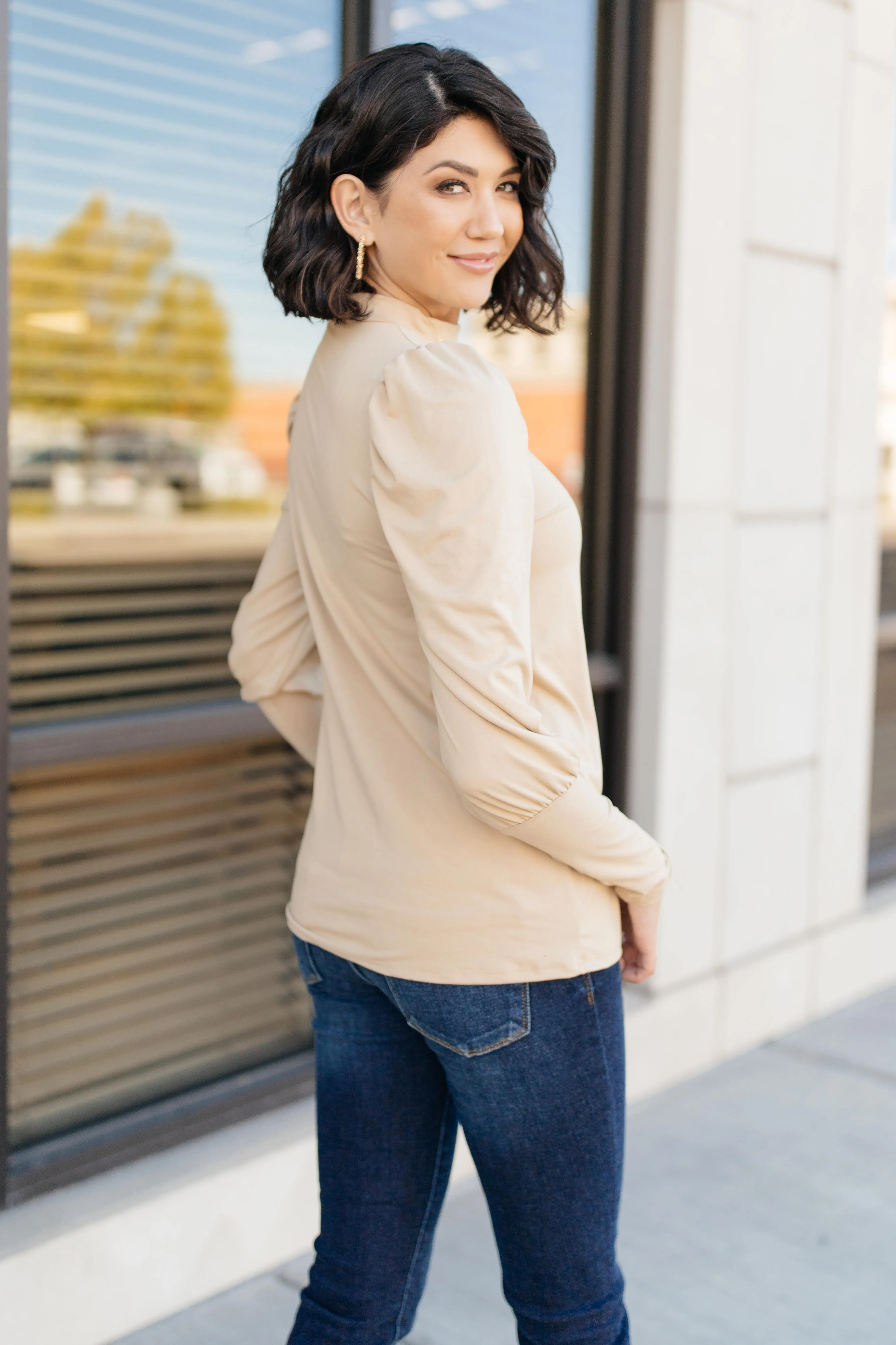 A Little Puff In Your Sleeve in Taupe - On Hand