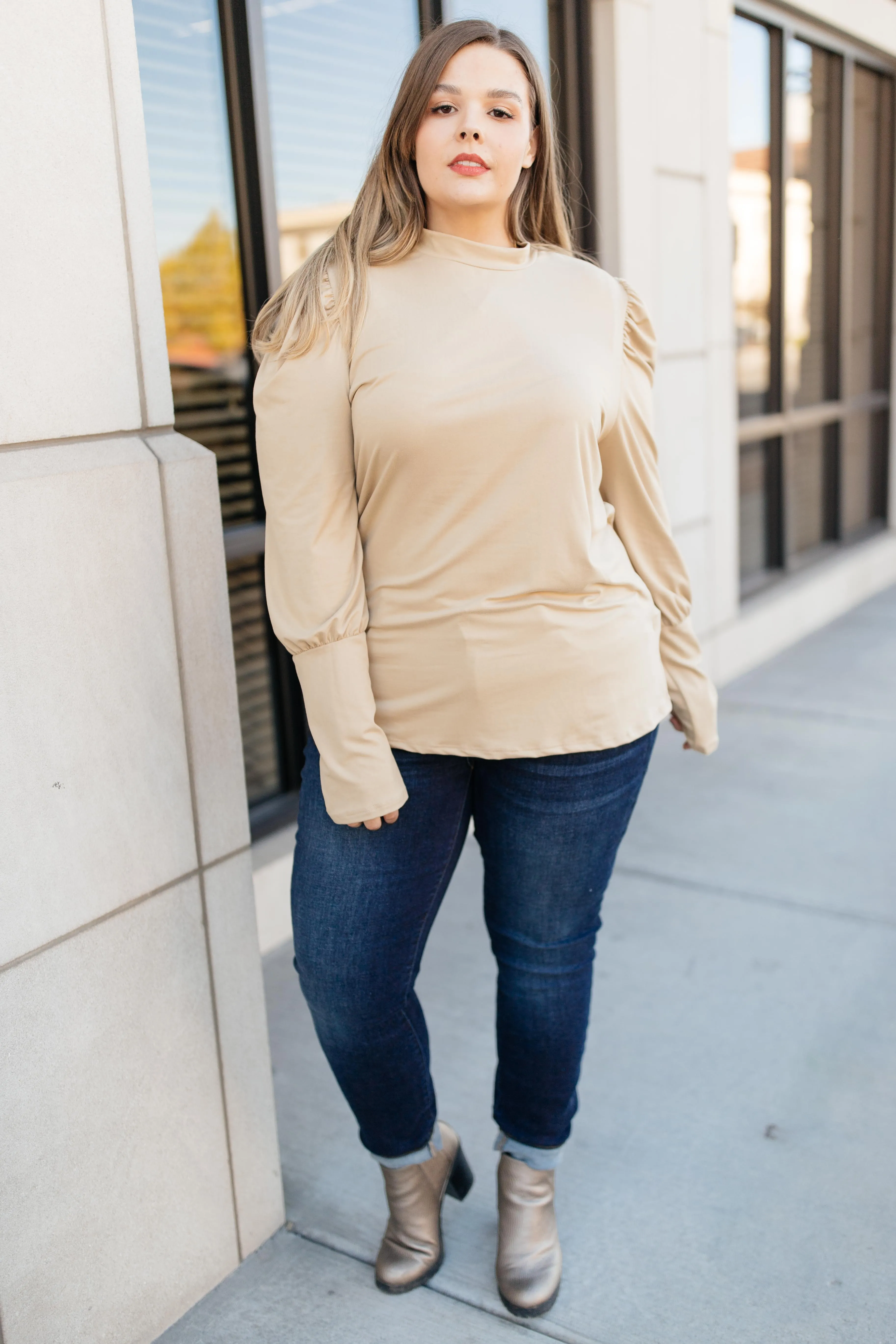 A Little Puff In Your Sleeve in Taupe - On Hand