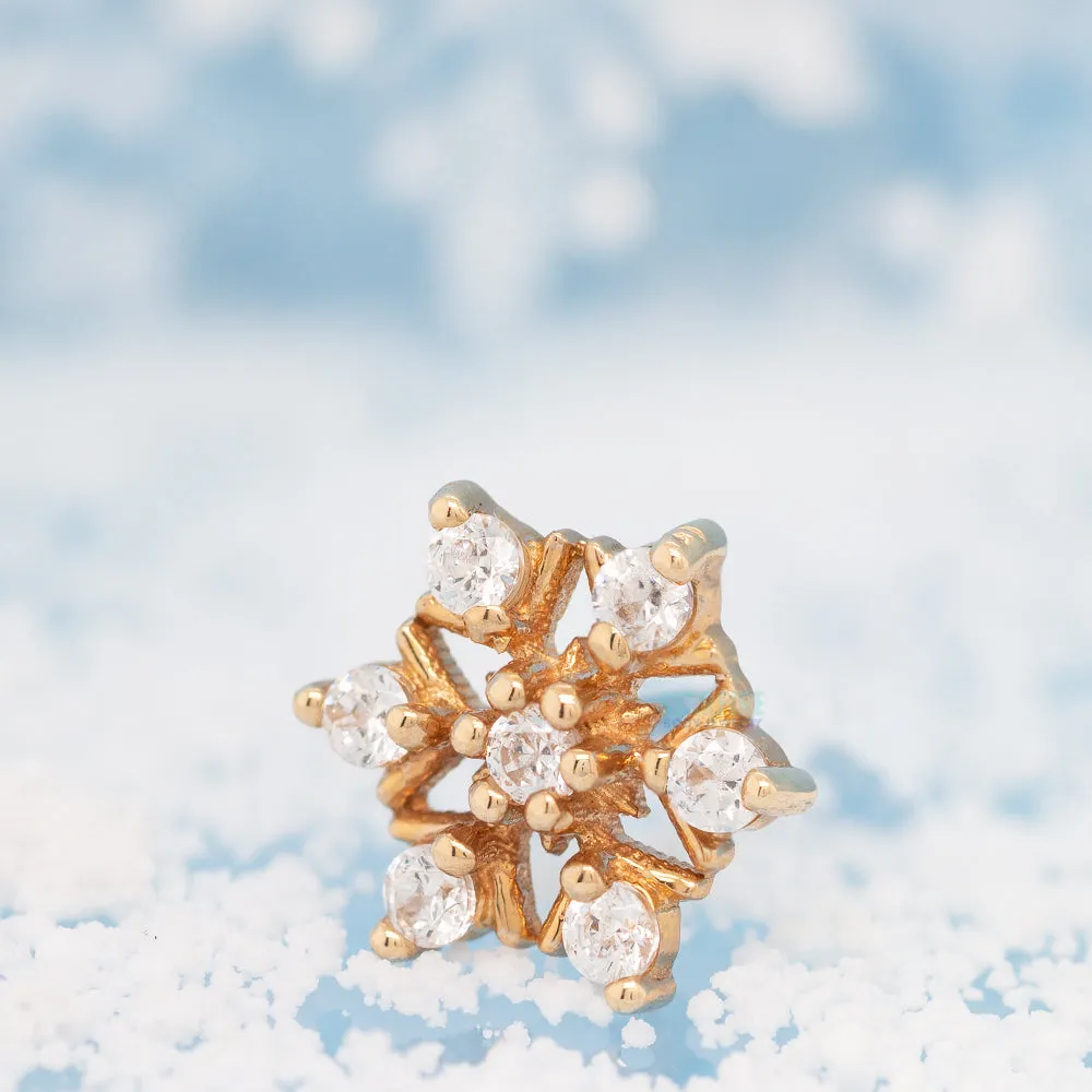 Alice Snowflake Threaded End in Gold with White CZ's