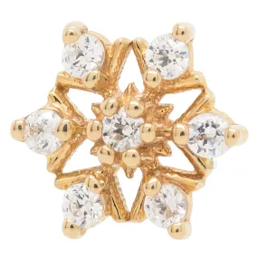 Alice Snowflake Threaded End in Gold with White CZ's