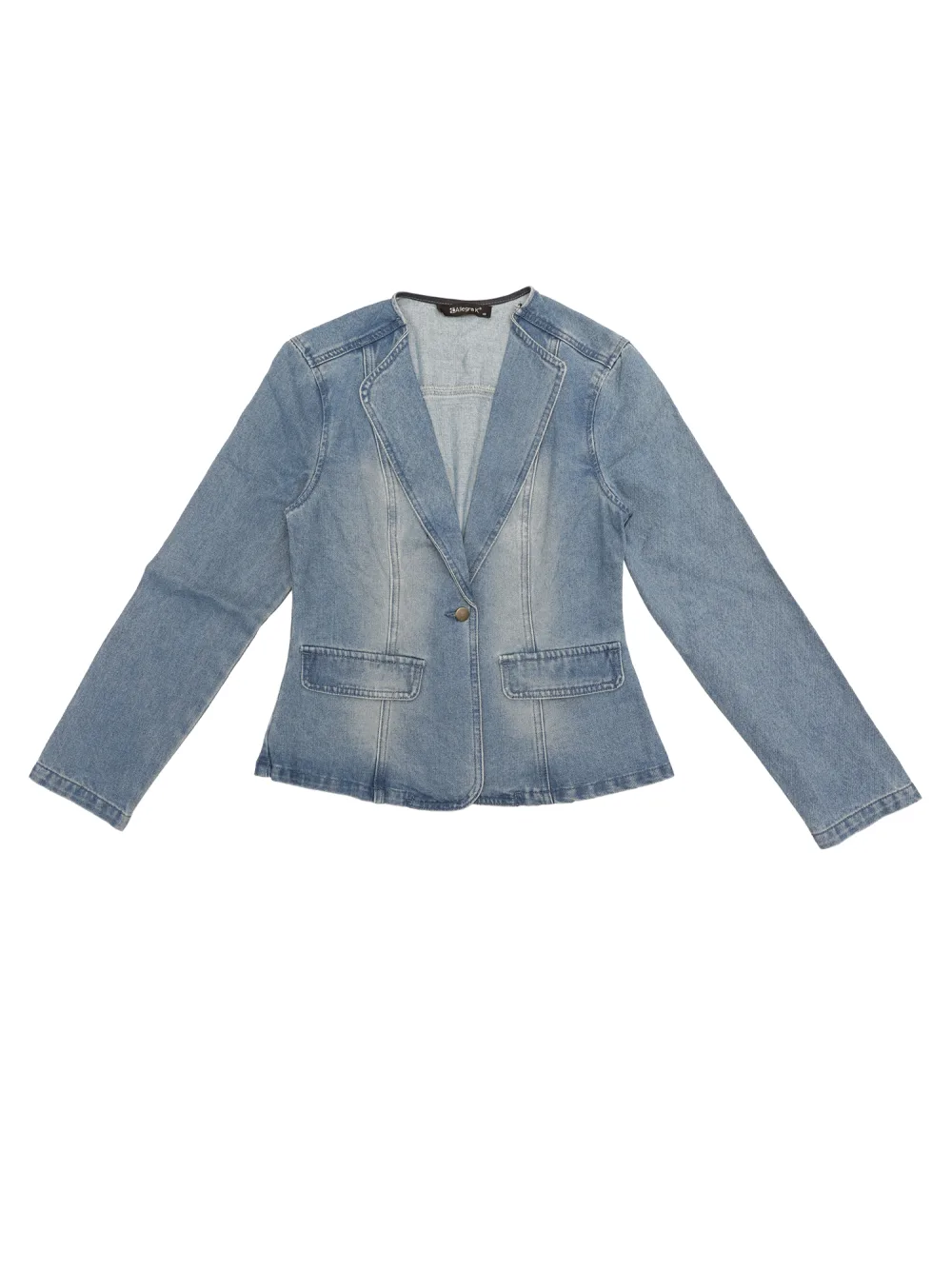 Allegra K- Stretchy Lapel Collar Denim Jackets