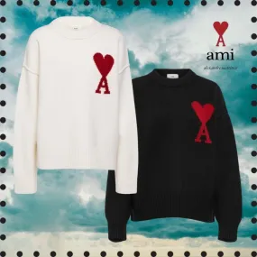 AMI PARIS  |Casual Style Wool Long Sleeves Office Style Logo