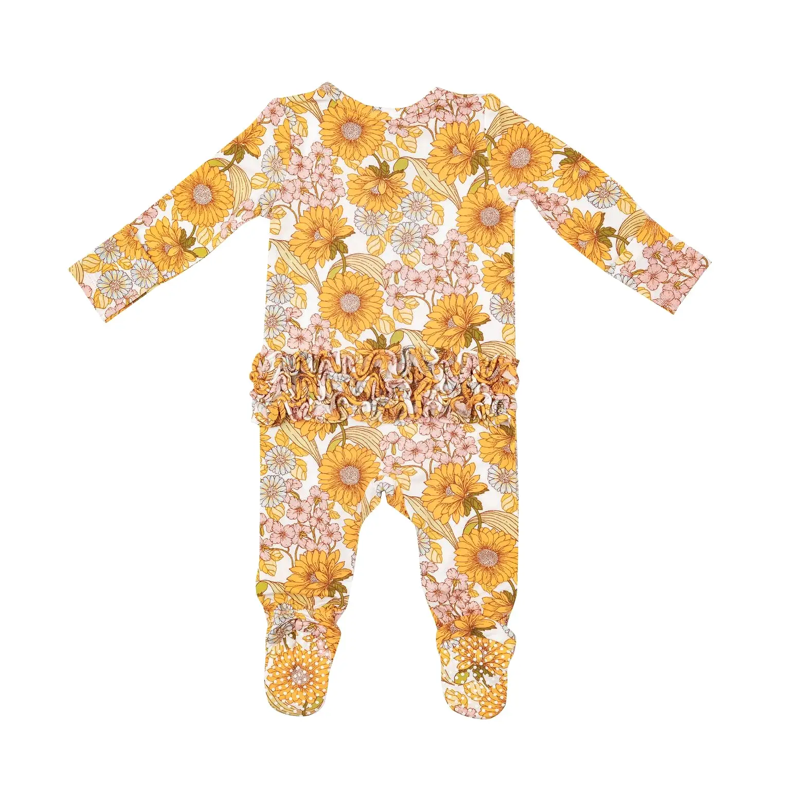 Angel Dear - Sunflower Child Ruffle Zipper Footie