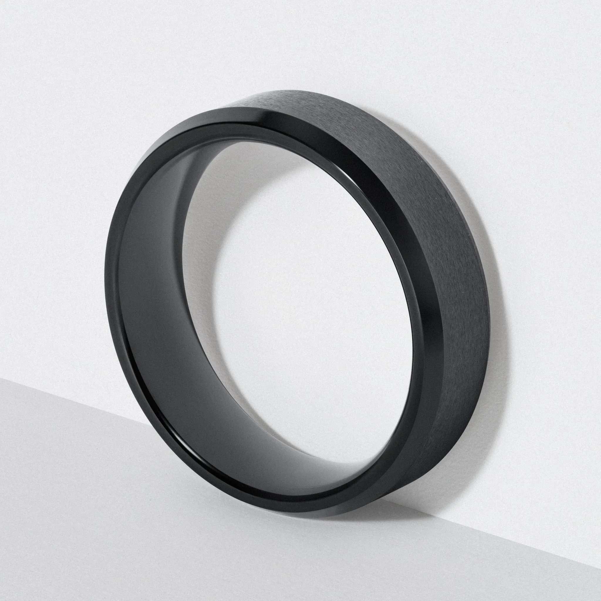 Black Tungsten Flat Wedding Band - Polished 6mm