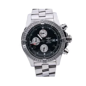 Breitling Super Avenger A13370 48MM Black Dial With Stainless Steel Bracelet