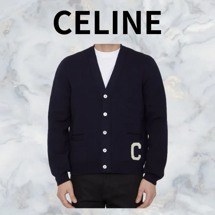 CELINE  |Casual Style Logo V-neck & Crew neck