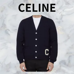 CELINE  |Casual Style Logo V-neck & Crew neck