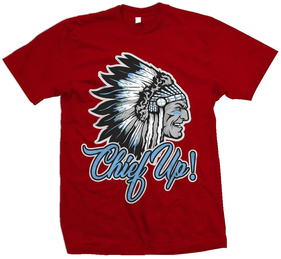 Chief Up -University Blue on Red T-Shirt