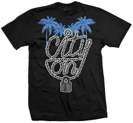 City on Lock - University Blue on Black T-Shirt