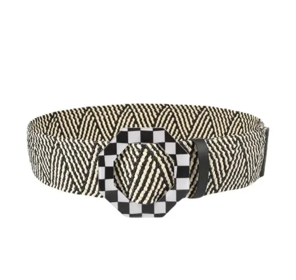 Cowboy Black & Beige Checker Belt