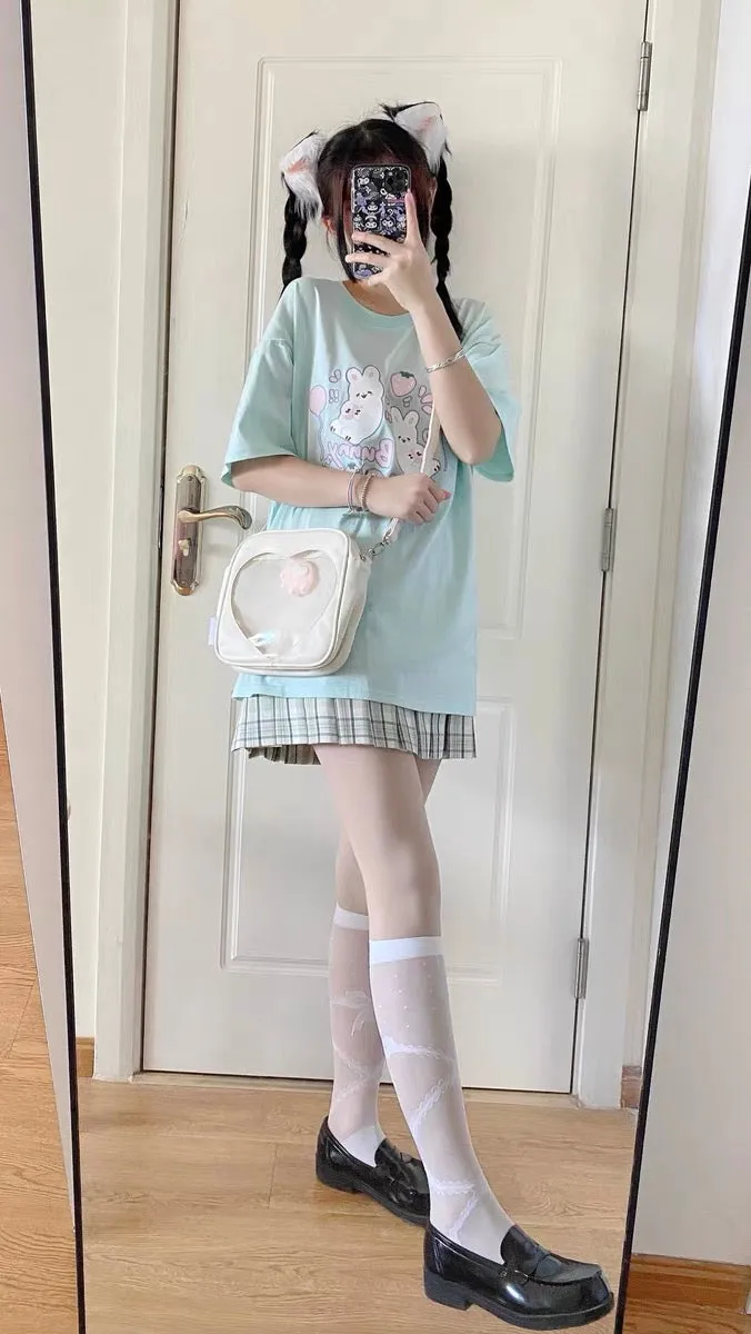 CUTE BUNNY PRINTING OVERSIZE T-SHIRT BY50096