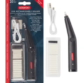 Derwent USB Rechargeable Electric Eraser Rubber Precision + Tip Refills