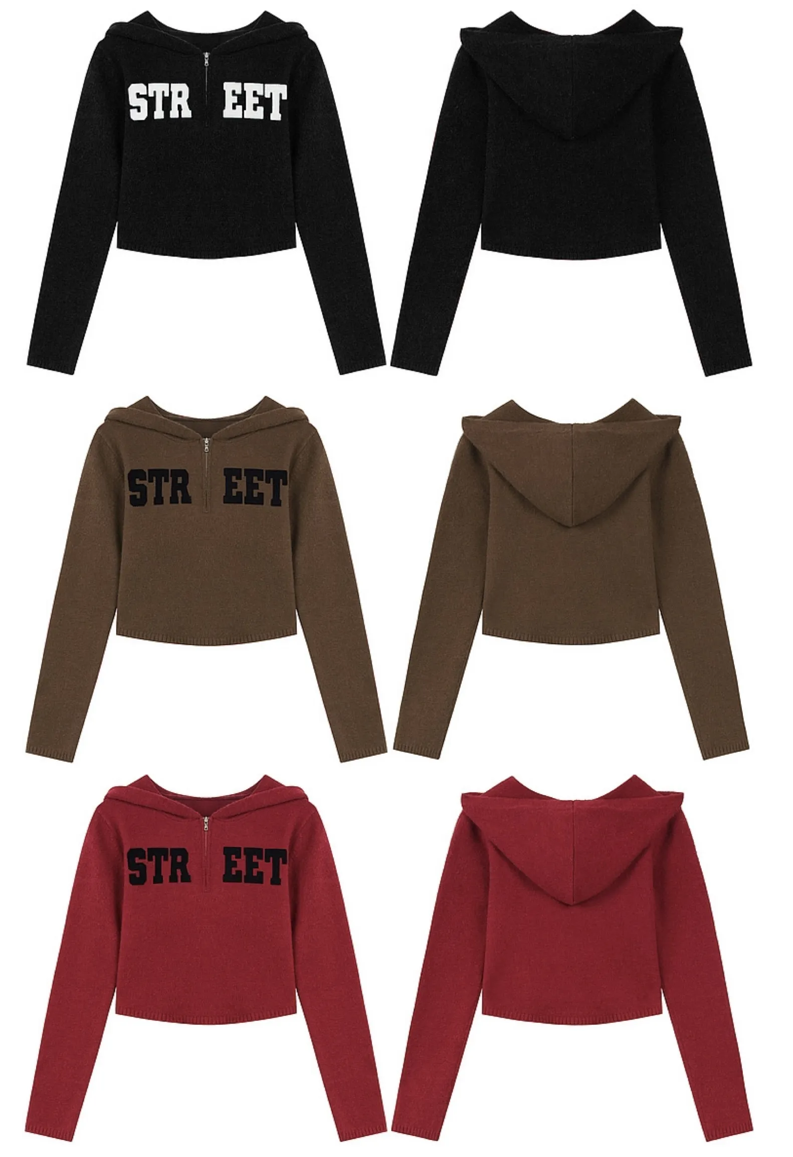 ELF SACK  |Casual Style Long Sleeves Plain Logo V-neck & Crew neck