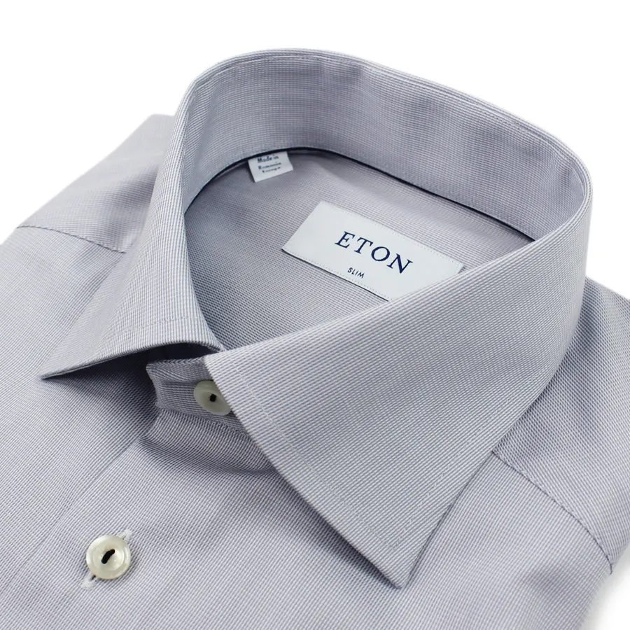 Eton - Slim Fit Patterned Twill Shirt in Blue