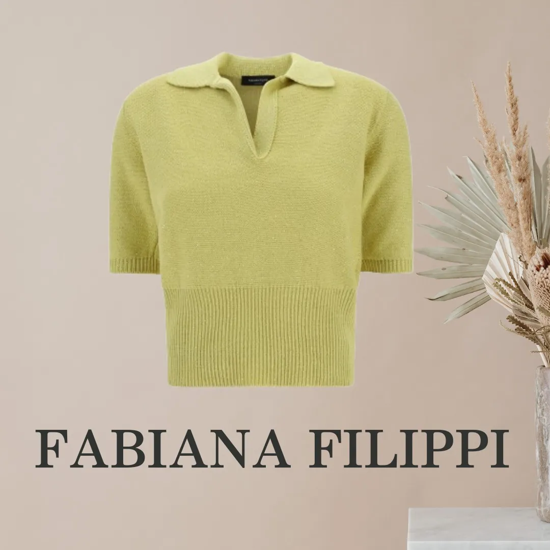 FABIANA FILIPPI  |Casual Style Linen Rib V-Neck Plain Cotton Short Sleeves