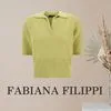 FABIANA FILIPPI  |Casual Style Linen Rib V-Neck Plain Cotton Short Sleeves