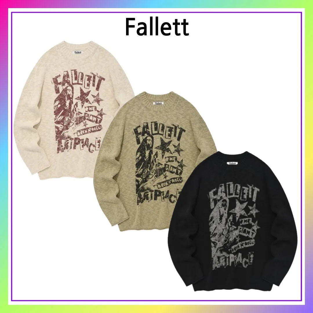 Fallett  |Casual Style Unisex Street Style Cotton V-neck & Crew neck