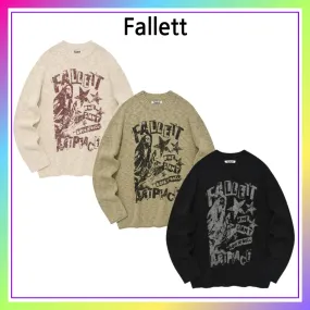 Fallett  |Casual Style Unisex Street Style Cotton V-neck & Crew neck