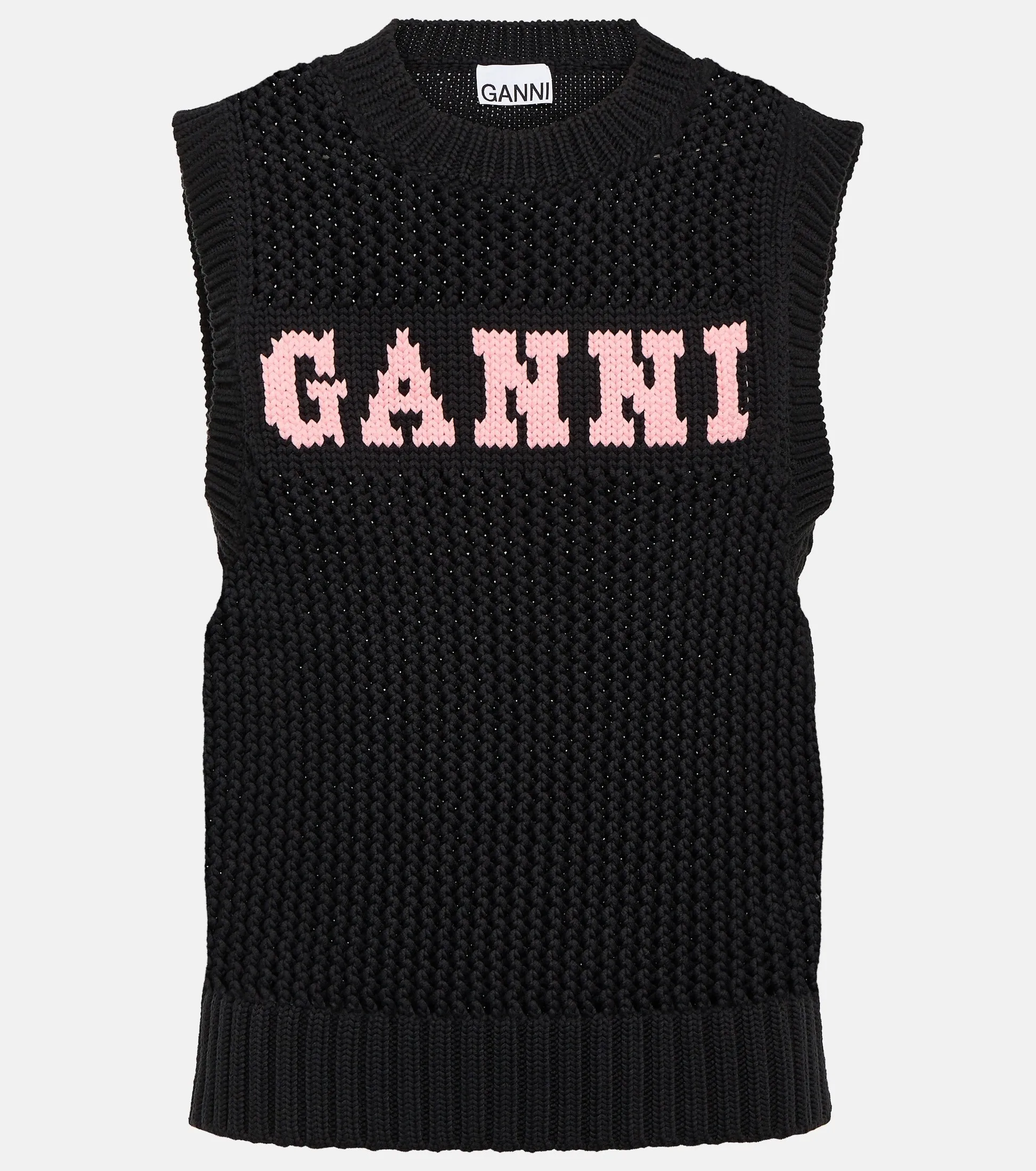 Ganni  |Casual Style Rib Blended Fabrics Sleeveless U-Neck Cotton