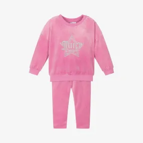 Girls Pink Sparkle Velour Leggings Set