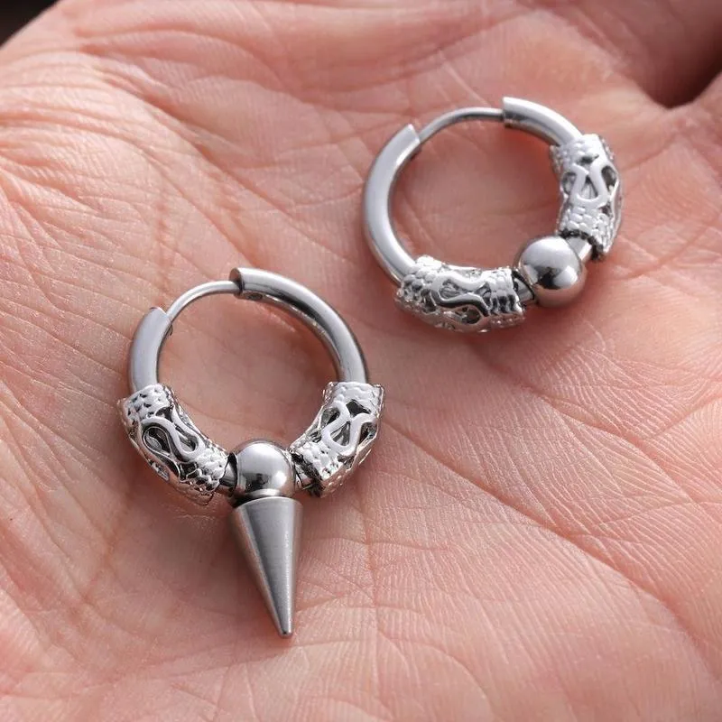 Gothic Punk Stainless Steel Hoop Earrings