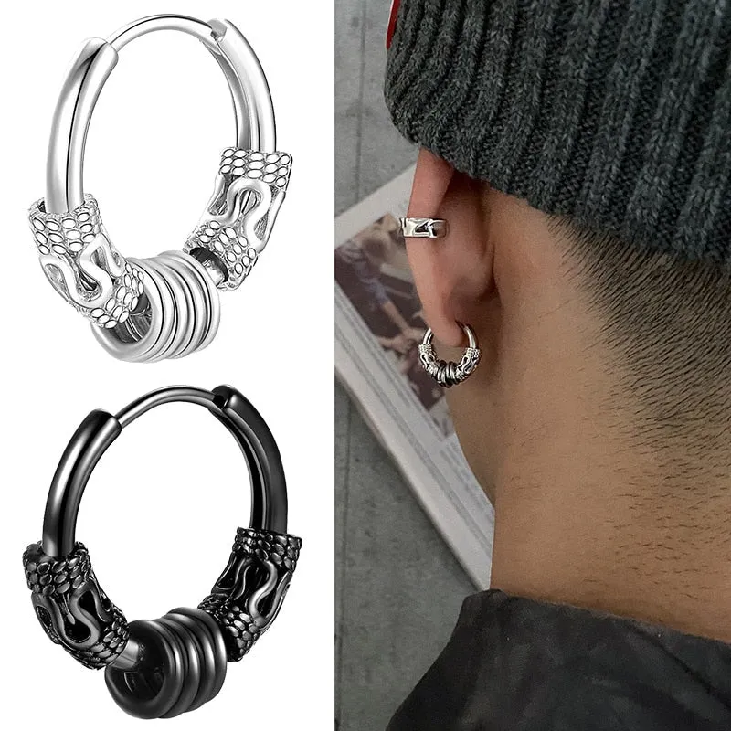 Gothic Punk Stainless Steel Hoop Earrings