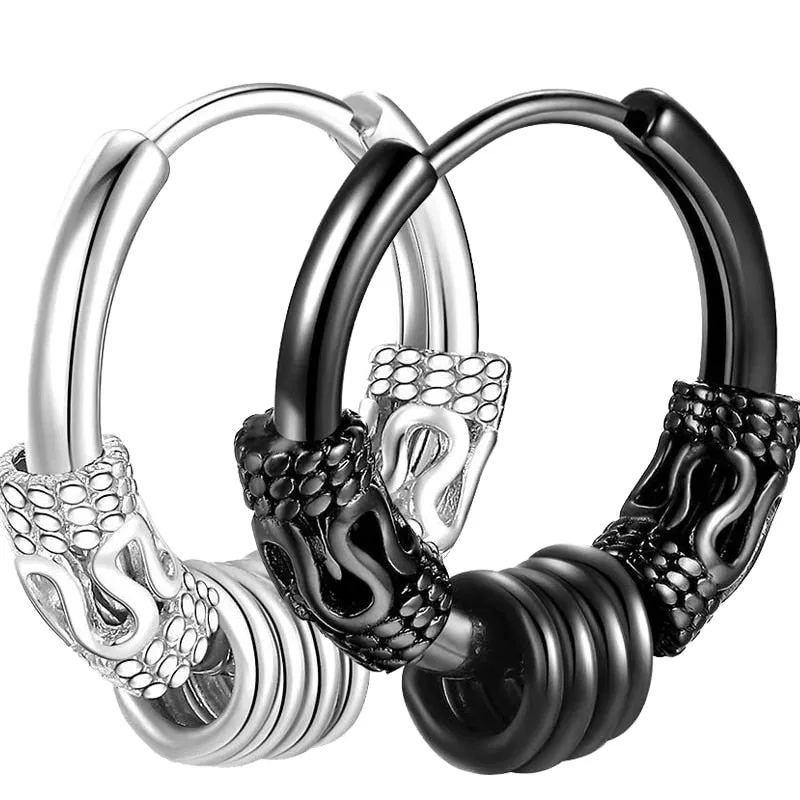 Gothic Punk Stainless Steel Hoop Earrings