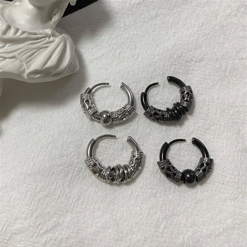 Gothic Punk Stainless Steel Hoop Earrings