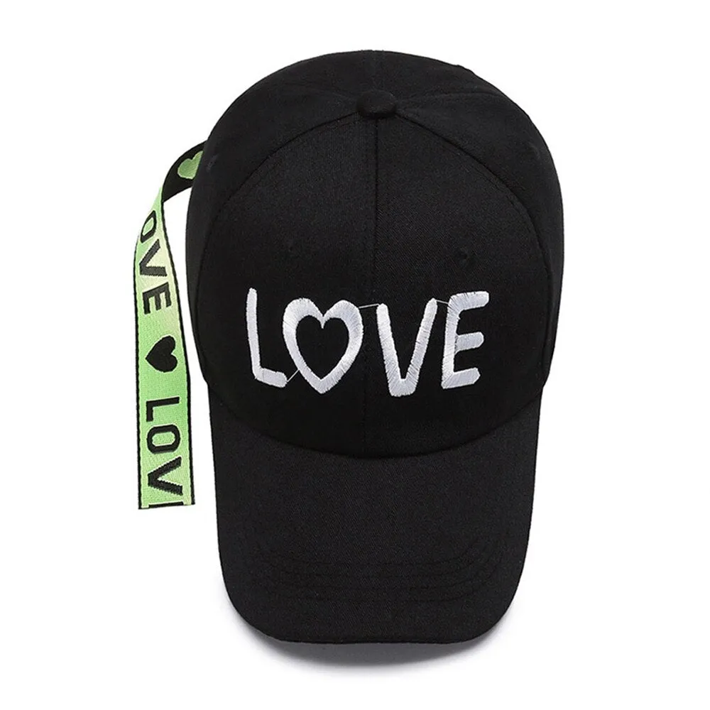 Hip Hop Personality Unisex Love Embroidered Long Ribbon Baseball Cap