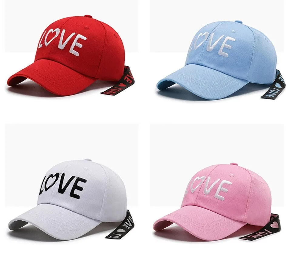 Hip Hop Personality Unisex Love Embroidered Long Ribbon Baseball Cap