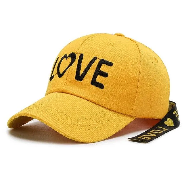 Hip Hop Personality Unisex Love Embroidered Long Ribbon Baseball Cap