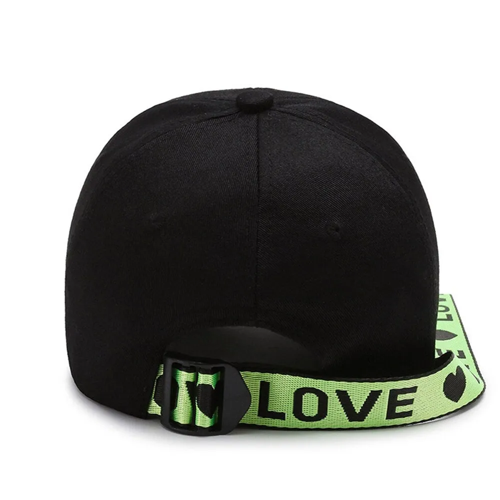 Hip Hop Personality Unisex Love Embroidered Long Ribbon Baseball Cap