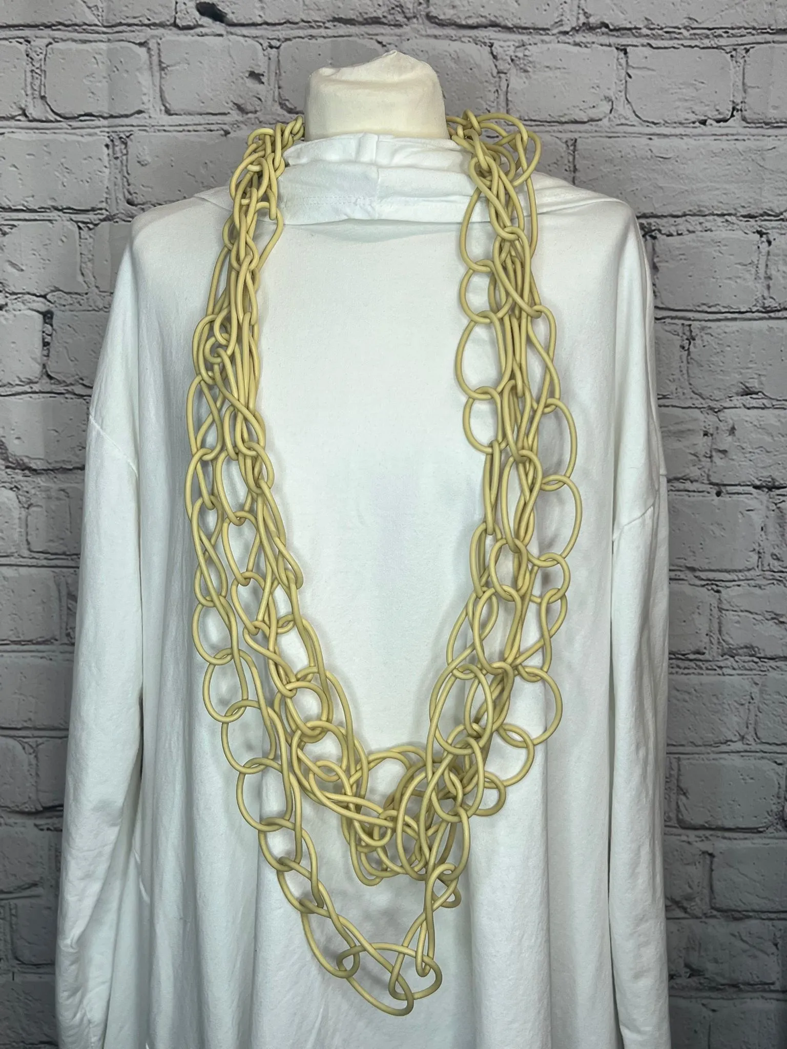 I. D. Long Rubber Triple Chain Necklace