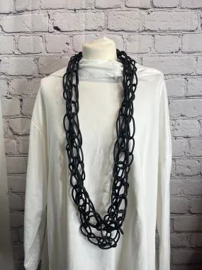 I. D. Long Rubber Triple Chain Necklace