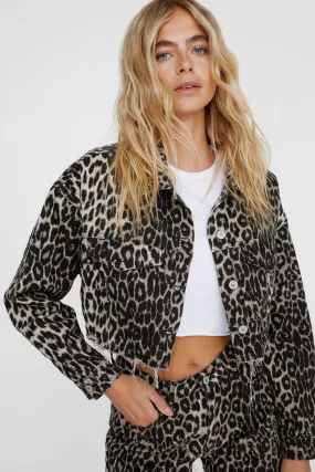 Jackets & Coats | Animal Printed Cropped Denim Jacket | NastyGal