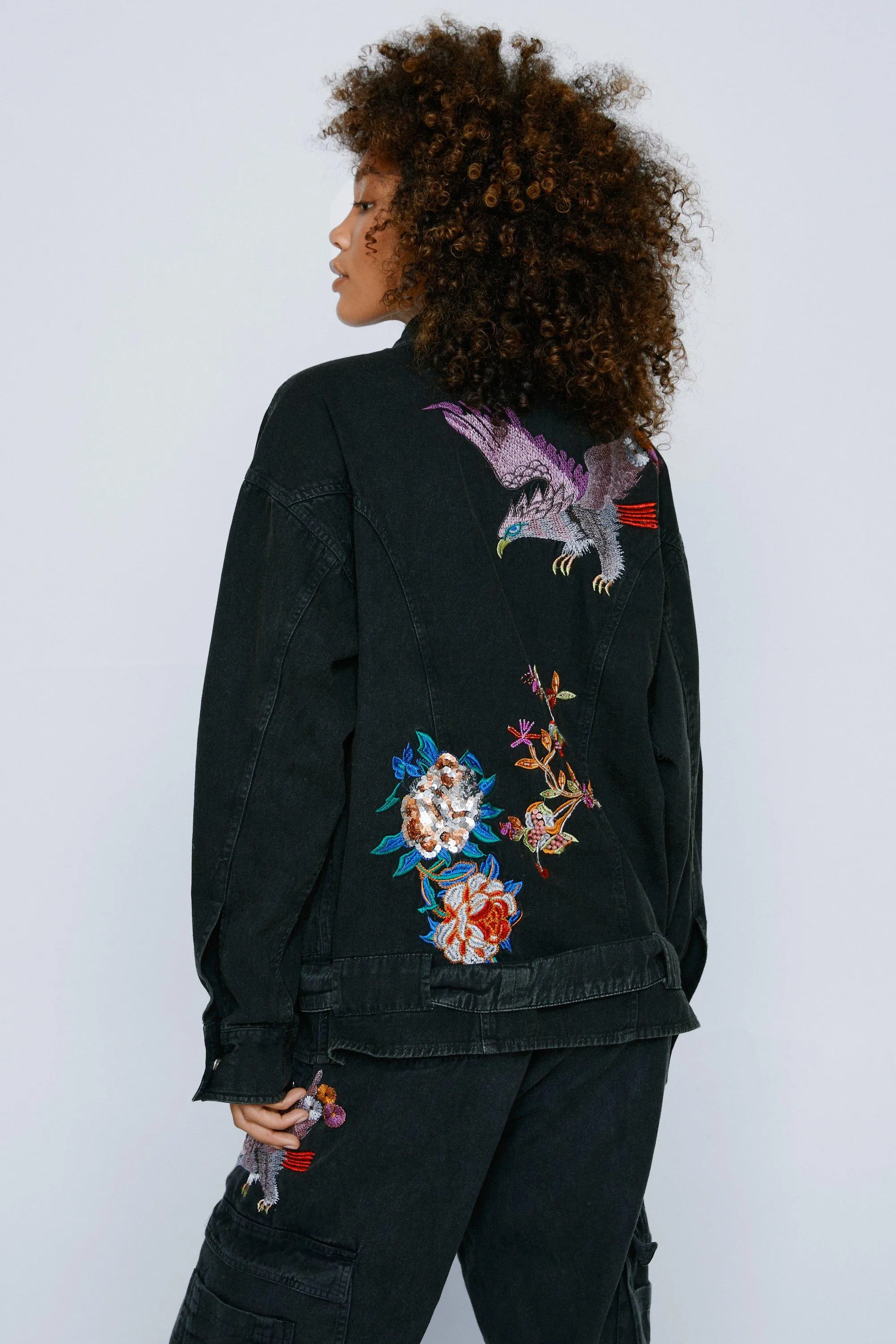 Jackets & Coats | Embroidered Beaded Oversized Pocket Shacket | NastyGal