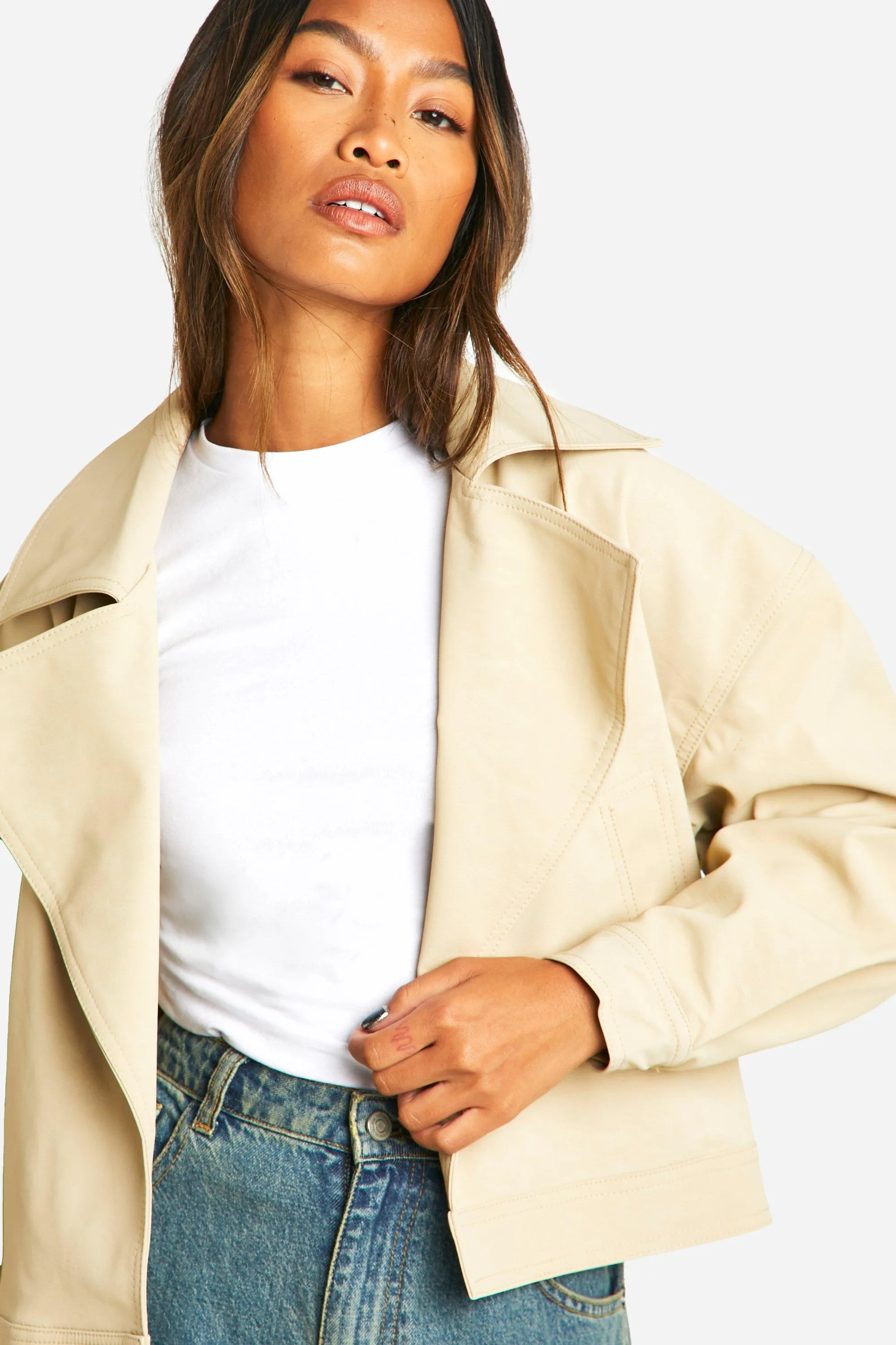 Jackets & Coats | Faux Leather Short Jacket | boohoo