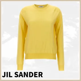 Jil Sander  |Crew Neck Casual Style Long Sleeves Plain Elegant Style