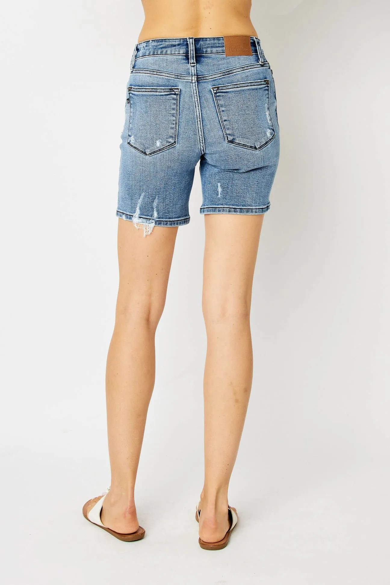 JUDY BLUE HIGH WAIST DESTROY BERMUDA SHORTS