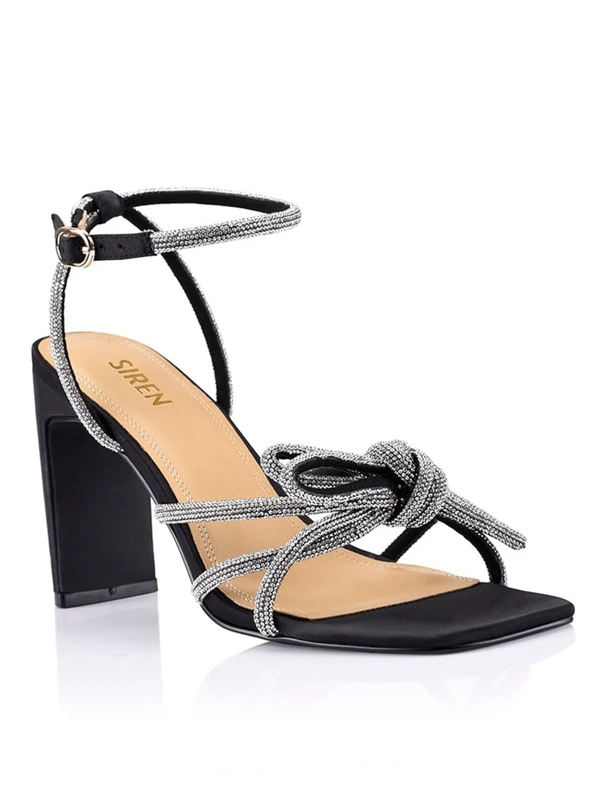 Kammie Heeled Sandals - Black Satin