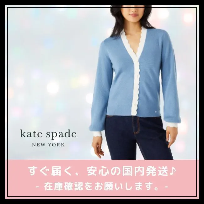 kate spade new york  |Casual Style Plain Logo Outlet Cardigans