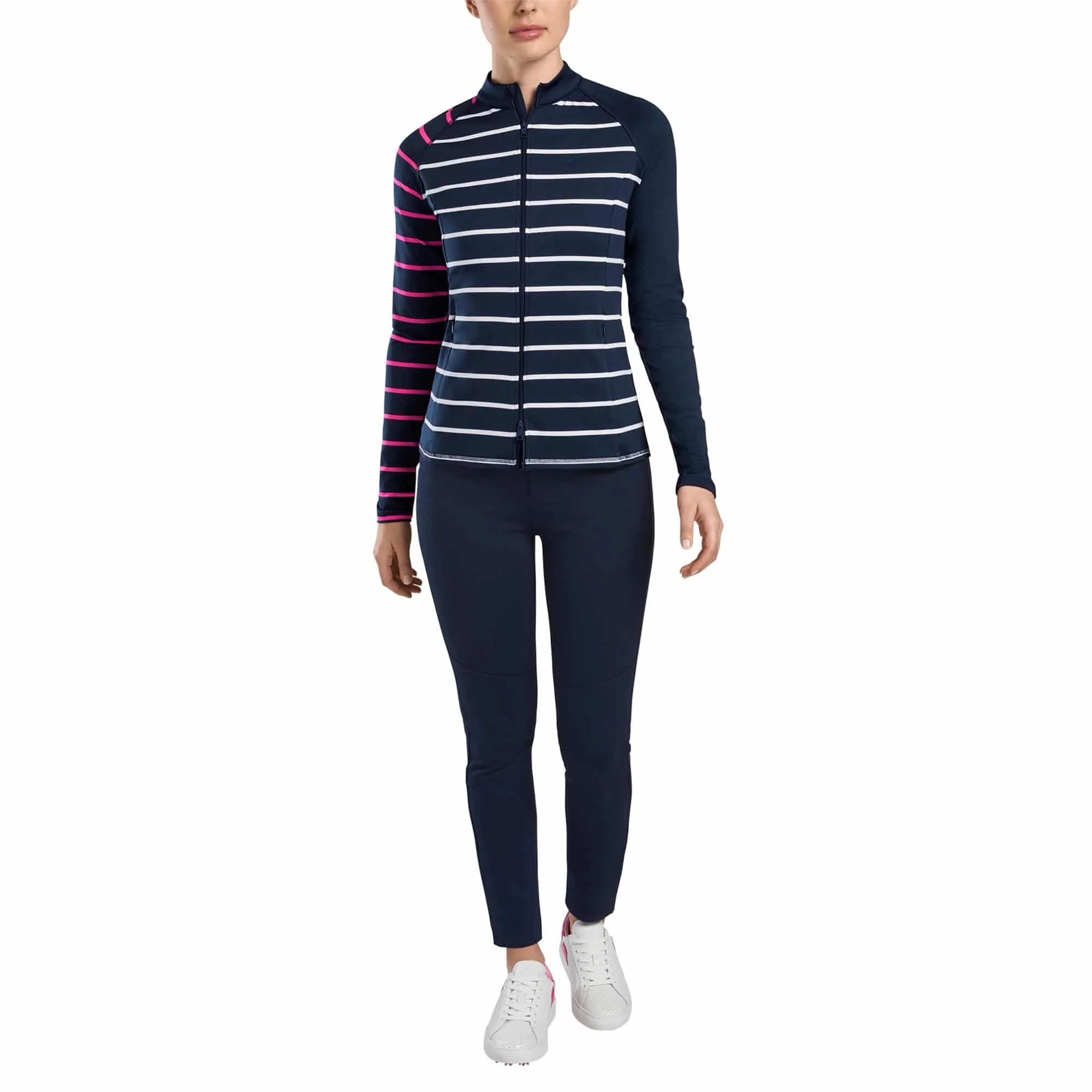 Ladies G/FORE Stripe Block Full Zip Tech Jersey Twilight