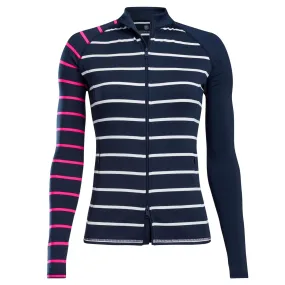 Ladies G/FORE Stripe Block Full Zip Tech Jersey Twilight