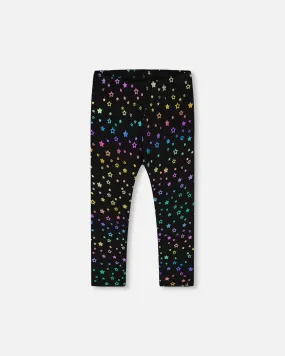 Leggings Allover Foil Black Printed Stars